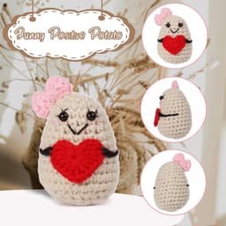 Dailygoods- Aardappelpop 7,5cm - Grappige Aardappel - Positieve Bevestigingskaart - Creatief Cadeauspeelgoed - Feestdecoratie - Premium Wolgaren - Knuffelpop — thumbnail 5