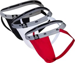 MM Sports The Original Swimmer/Jogger Jockstrap 1 inch Multipack 1x Black + 1x White + 1x Red - MAAT S - Heren Ondergoed - Jockstrap voor Man - Mannen Jock — thumbnail 1