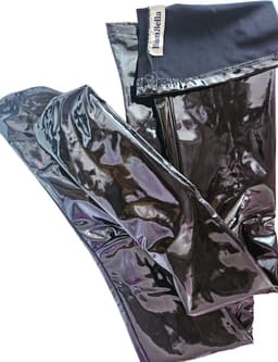 BamBella® - Kousen - Maat S/M - Zwart - Datex (Mix latex en stof ) - Sexy Kniekousen van Super Glans Fetish kleding bdsm Dames sokken — thumbnail 4