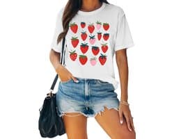 Dames T-shirt met Aardbeien Print - Zomer Top voor Vrouwen