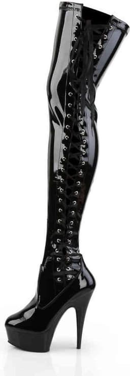 Pleaser - DELIGHT-3050 Plateau overknee Laarzen - US 14 - 45 Shoes - Zwart — thumbnail 3