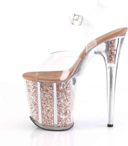 Pleaser - FLAMINGO-808G Sandaal met enkelband, Paaldans schoenen - Paaldans schoenen - 39 Shoes - Roze/Transparant — thumbnail 3