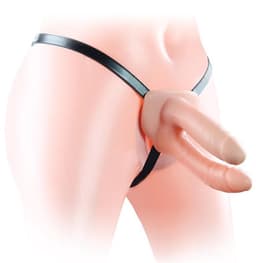 Dubbele holle strapon | voorbind | pegging dildo met harnas - 15 cm — thumbnail 1