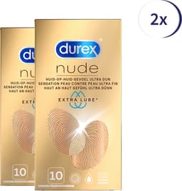 Durex Condooms Nude Extra Lube 10st - 2 Stuks - Voordeelverpakking — thumbnail 1