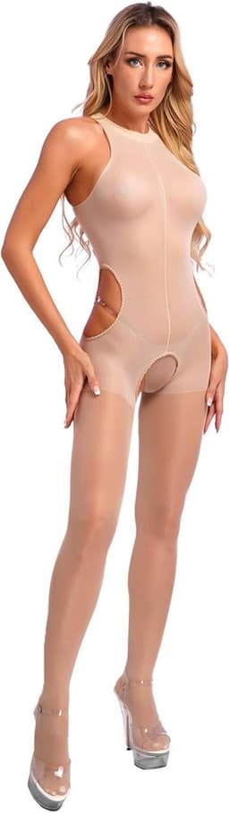 Transparante Mouwloze Bodysuit Dames - Wetlook Jumpsuit voor Feest & Clubwear — thumbnail 4