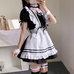 ByShane - Schooluniformset voor dames | Sexy cosplay uniform met minirok en strik | Franse meid kostuum | Lingerie outfits zwart-wit | S — thumbnail 3
