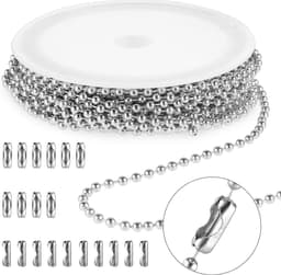 Stainless Steel Ball Chain - Silver Ball Chain met Matching Connectors - Chains voor Sieraden Maken - DIY voor Dog Tags, Halskettingen, Oorbellen — thumbnail 1