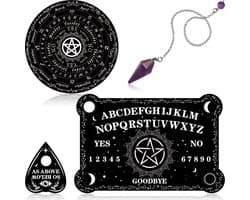 Wichelroede Bord Set - Waarnemingsspel - Intuïtie Ontwikkelen - Met Amethist Slinger - 21.59 x 31.75 cm - Zwart Wit