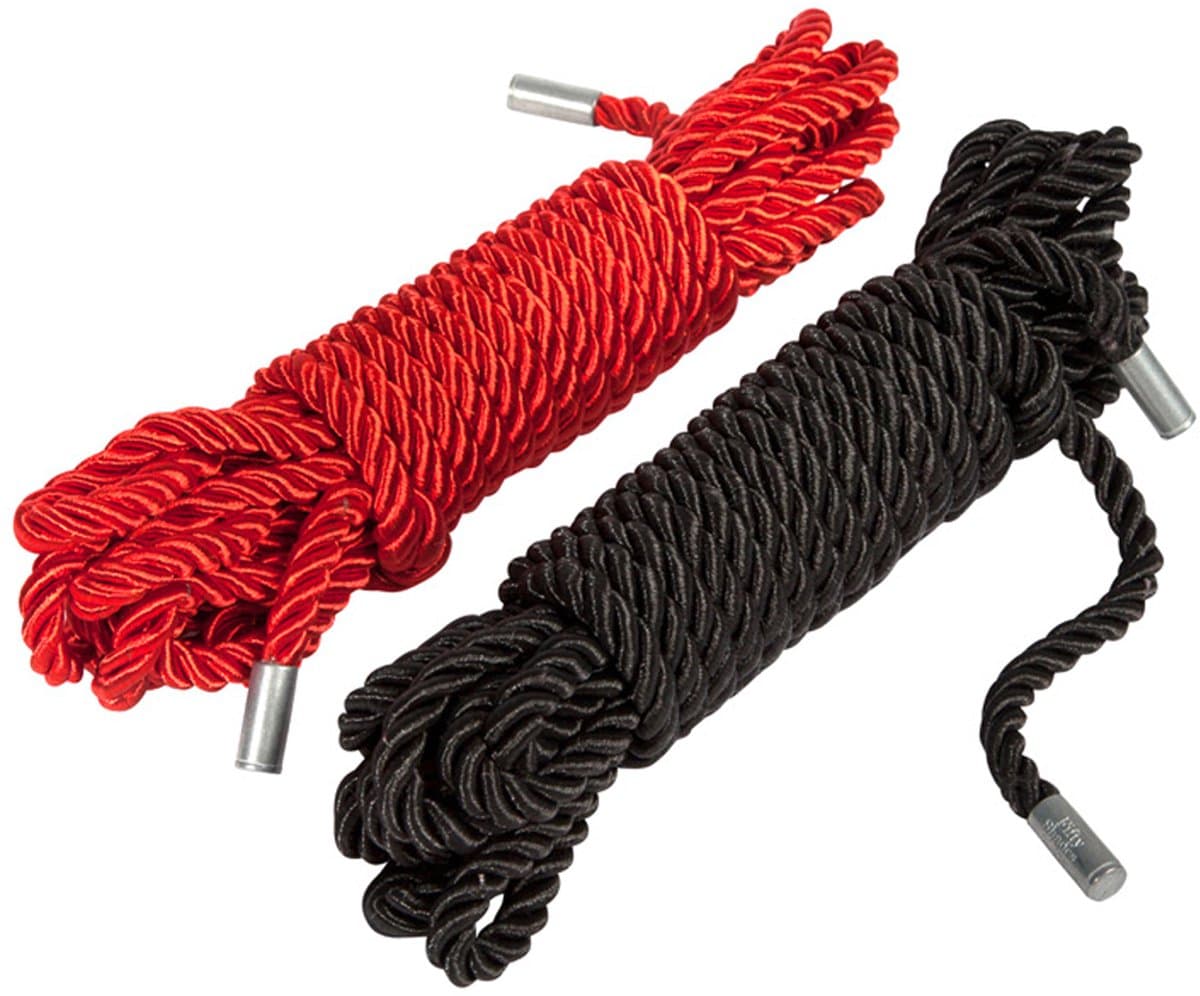 Fifty Shades Restrain Me Bondage Rope Twin Pack - Zwart/ Zilver — afbeelding 1