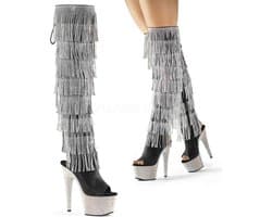 Pleaser - BEJEWELED-3019RSF-7 Plateau Overknee Laarzen - 37 Shoes - Zwart