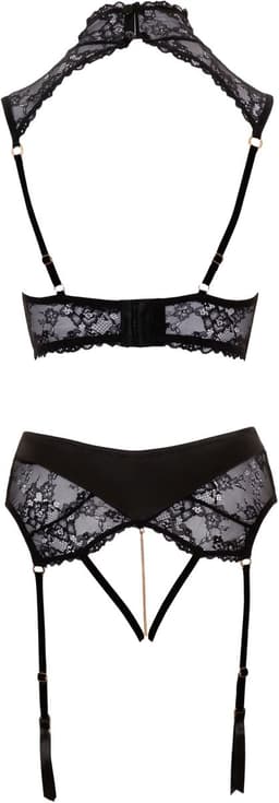 Abierta Fina Elegante Jarretel Set Met Open Kruisje - Zwart — thumbnail 4