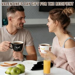 Koffiekopjes set - Partner mokken - Cadeau bruiloft - Kussend motief - 200 ml capaciteit - Zwart — thumbnail 2