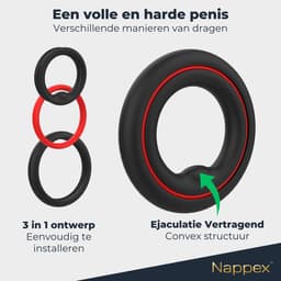 Cockring Siliconen - Nappex™ Fuego Penisring 3 Maten voor Perfecte Fit [Discreet Verzonden] - Sex Toys voor Mannen en Koppels - BDSM - Rekbare Ballstretcher - Penis Sleeve - Kamasutra - Seksspeeltjes Zelf Aftrekken - Erotiek — thumbnail 2