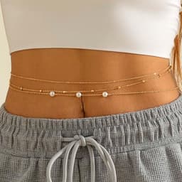NTHProducts - Boho Layered Pearl Waist Body Chains - Sexy Bikini Accessoire - Goud - Bead Chain - Elegante Body Jewelry - Geschikt voor Vrouwen en Meis... — thumbnail 3