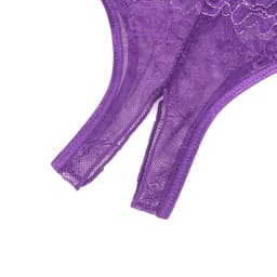 Zeloria Kanten Slip met Open Kruis en Strikdetail – Paars – Dames Lingerie Slip met Bandjes – S — thumbnail 4