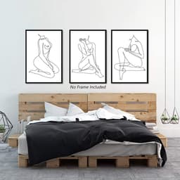 Abstracte Lijntekening - Lijst Kunst - Woonkamer Decoratie - Eco-pigment Prints - 40 x 61 cm - Multicolor — thumbnail 2