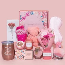 Unieke Verjaardagscadeaus Set voor Vrouwen - Geschenken Mand Ideeën en Wijn Tuimelaar Set — thumbnail 1