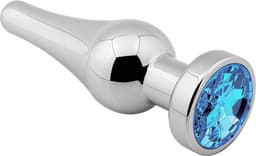 Cupitoys® Metalen buttplug - Zilver - Diamant blauw - Taps - Large - Sex toys voor vrouwen - Sex toys voor mannen - Buttplugs — thumbnail 1
