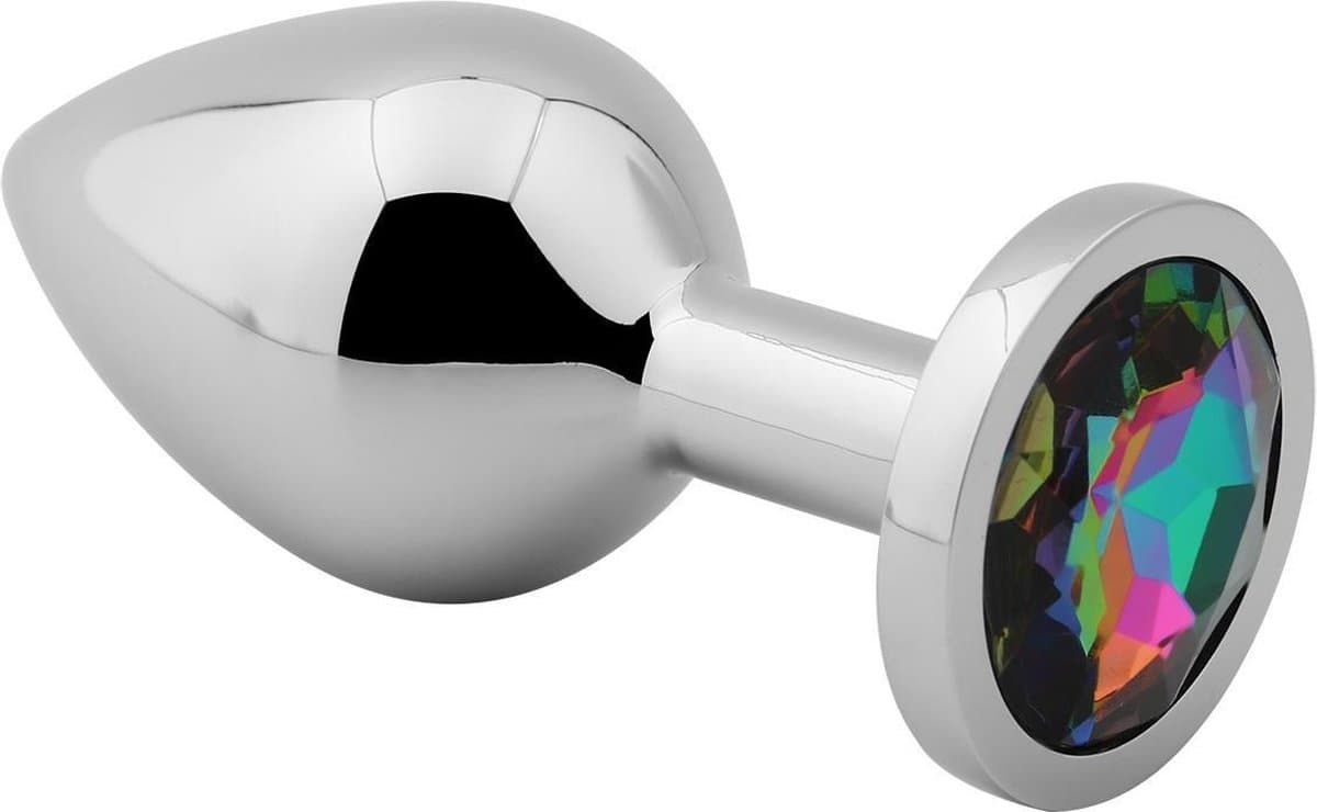 Banoch - Buttplug Aurora Rainbow Large - Metalen buttplug - Diamant steen - Regenboog — afbeelding 1