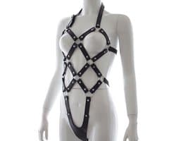 Banoch | Bondage riemen body Harness black/2 - zwart pu leer harnas vrouw - bdsm