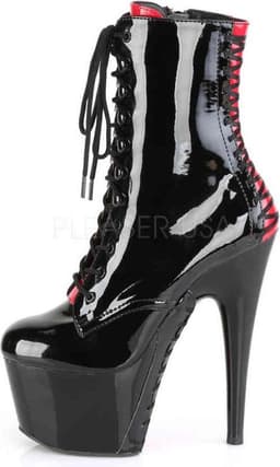 Pleaser - ADORE-1020FH Plateau Laarzen, Paaldans schoenen - Paaldans schoenen - 40 Shoes - Zwart/Rood — thumbnail 3