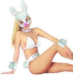 Sexy Bunny setje latex 4 delig wit met roze — thumbnail 1