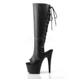 Adore-2018 plateau peeptoe laars met open hiel en stiletto hak mat zwart - (EU 39 = US 9) - Pleaser — thumbnail 4