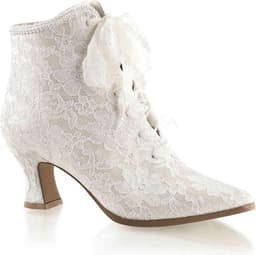 EU 41,5 = US 11 | VICTORIAN-30 | 2 3/4 Flaired Heel Lace Up Ankle Bootie w/Lace Overlay — thumbnail 1