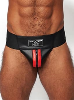 Mister b leather premium jockstrap black/red med — thumbnail 2