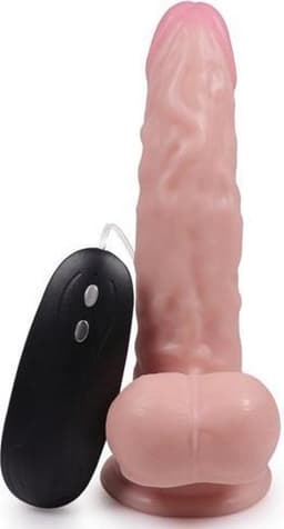 Huidkleurige realistische dildo met zuignap - Inclusief Vibratie en afstandsbediening. — thumbnail 1