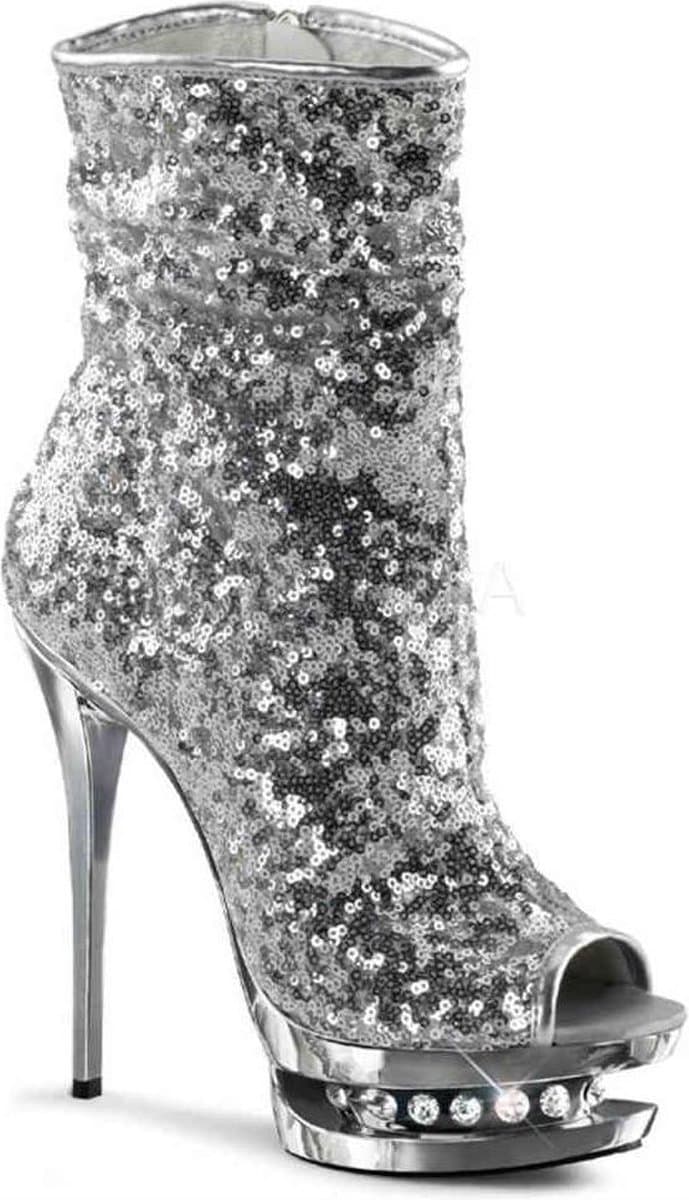 Pleaser - BLONDIE-R-1008 Plateau Laarzen, Paaldans schoenen - Paaldans schoenen - 35 Shoes - Zilverkleurig — afbeelding 1