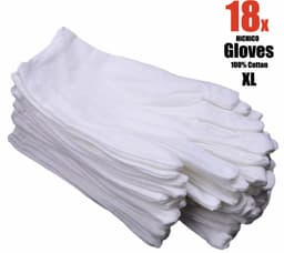 18 Stuks/9 Paar Katoenen Handschoen Wit XL - Katoenen Handschoen Wit – Munt Handschoen - Gezondheidszorg - Ziekenhuis - Beauty Center – Kapper - Jewelry - eczeem - allergie - juweliers – Handschoenen 100% Katoen maat XL — thumbnail 1