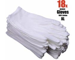 18 Stuks/9 Paar Katoenen Handschoen Wit XL - Katoenen Handschoen Wit – Munt Handschoen - Gezondheidszorg - Ziekenhuis - Beauty Center – Kapper - Jewelry - eczeem - allergie - juweliers – Handschoenen 100% Katoen maat XL