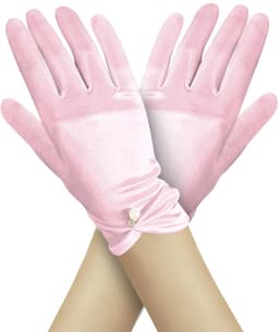 Dailygoods- Bruidshandschoenen Satijn - Korte Parelhandschoenen - Elegante Handschoenen - Wit/Roze/Champagne - 22,5 cm - 1 Paar - Feesthandschoenen — thumbnail 1
