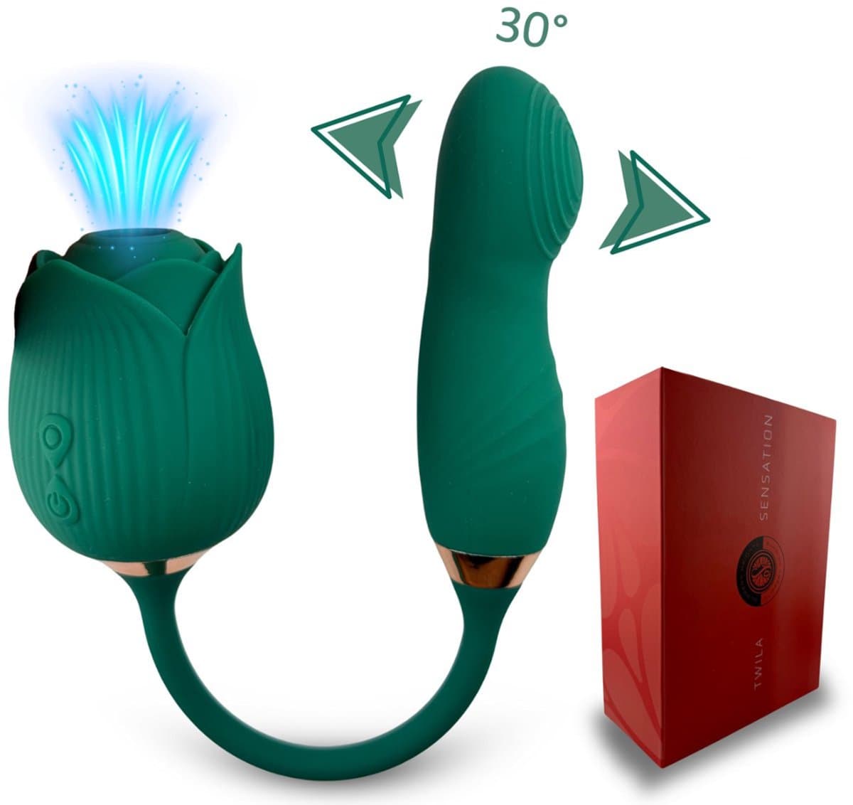 Roos Vibrator - 2 in 1 Luchtdruk & Stotend - Clitoris en G-Spot Stimulatie - Intense 20 Standen - Siliconen Sex Toy voor Vrouwen - Dildo — afbeelding 1