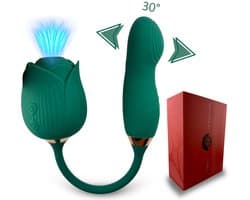 Roos Vibrator - 2 in 1 Luchtdruk & Stotend - Clitoris en G-Spot Stimulatie - Intense 20 Standen - Siliconen Sex Toy voor Vrouwen - Dildo