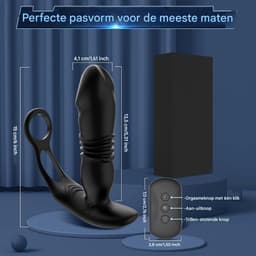 Vitdipy - Prostaat Stimulator voor Mannen - Met Penisringen - 10 Vibratie Standen - Afstandsbediening - Anaal Vibrator - Zwart — thumbnail 2