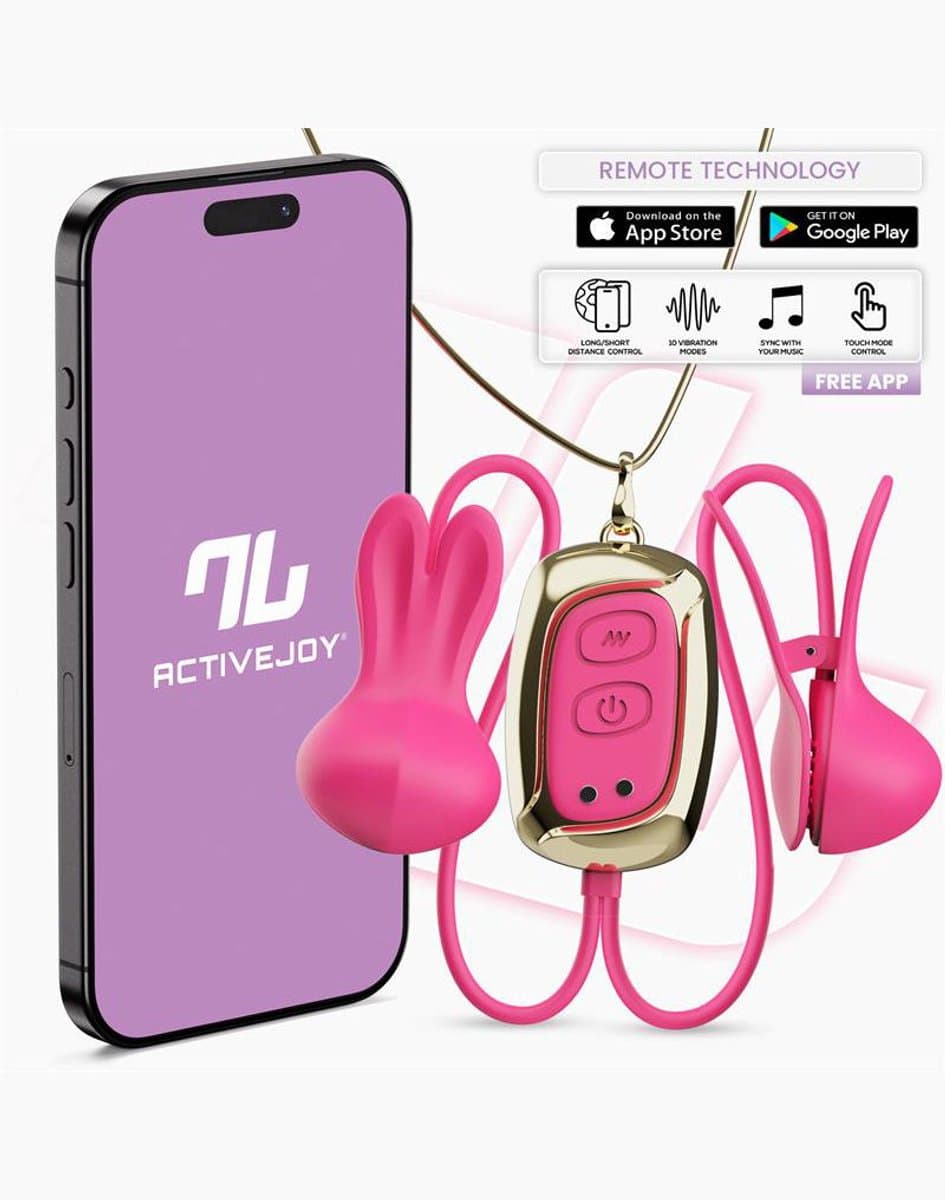 IY Tickly - Vibrerende Tepelklemmen met ketting - App Control - Roze — afbeelding 1