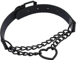 BDSM Halsband Black - Choker - Verstelbaar - One size - Hartje - Ketting — thumbnail 2