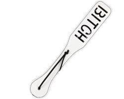 Nooitmeersaai - Paddle met letters - PU leer - Wit/zwart - BITCH