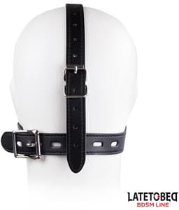 Open Mouth Gag Head Harness with Plug Stopper - Black - LATETOBED BDSM LINE Gezichtsharnas met Wasbak Stopper - Gag Verstelbaar — thumbnail 5