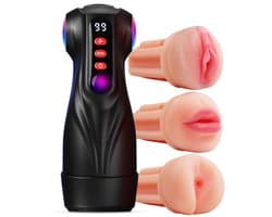 Jespro automatische Blowjob Simulator - Met 3 opzetstukken - 18 standen - Masturbator voor man - Voor mannen elektrisch - Sex toys - Penis vibrator - Vagina - Pocket pussy