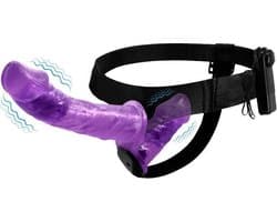 Harness Double Dildo with Vibration Purple
