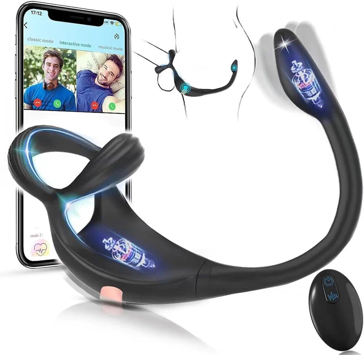 Daity Prostaatstimulatie voor mannen (ook voor beginners), vibrators met ring voor mannen, seksspeeltjes voor mannen en stellen, anaalpluggen voor mannen, vibratorsets met 9 vibratiestanden, anaalpluggen — afbeelding 1