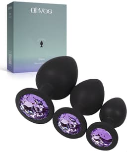 OHYES 3-Delige Siliconen Buttplug Set – Anal Butt Plug – Seks Toys voor Mannen & Vrouwen – Anale Seksspeeltjes - Buttplugs Anaal Speeltje met Diamanten - Lila — thumbnail 1