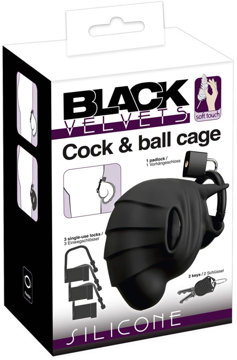 Zwart Velvets Cock & Ball Cage — afbeelding 1