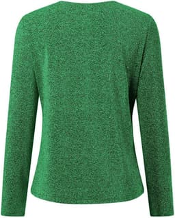 Dames Sexy Glitter Top met Pailletten Lange Mouw V-Hals Feestelijk Shirt — thumbnail 3