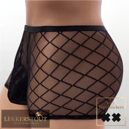 Heren Boxer Short Mesh Design Transparant Zwart - Sexy Herenondergoed - Maat M | LS149 — thumbnail 3