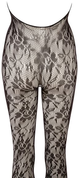 Mandy Mystery Lingerie –  Catsuit Open Kruis met Kanten Motief en Lage Decolleté voor Spanning – Maat L/XL – Zwart — thumbnail 2