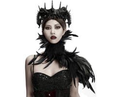 Zwarte Veren Stola Dames – Fetish Feather Cape – Lingerie Styling – Luxe Kinky Look – Statement Lingerie Accessoire – Erotisch Clubwear Styling – Boudoir, Kinky & Burlesque Events – Wasteland, B.I.T.C.H. – One Size – Dare to Undress